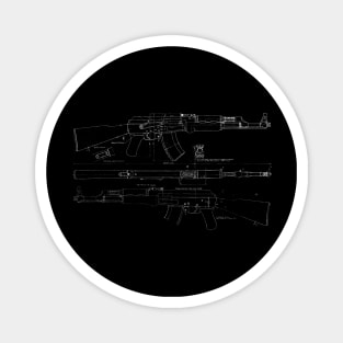 AK-47 Diagram (white) Magnet